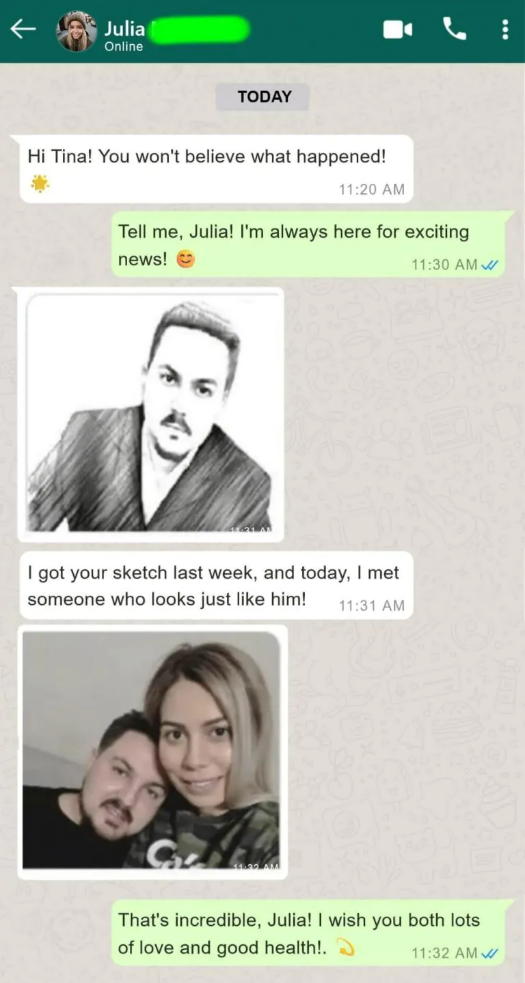 Emotional testimonial of meeting a soulmate from a psychic drawing